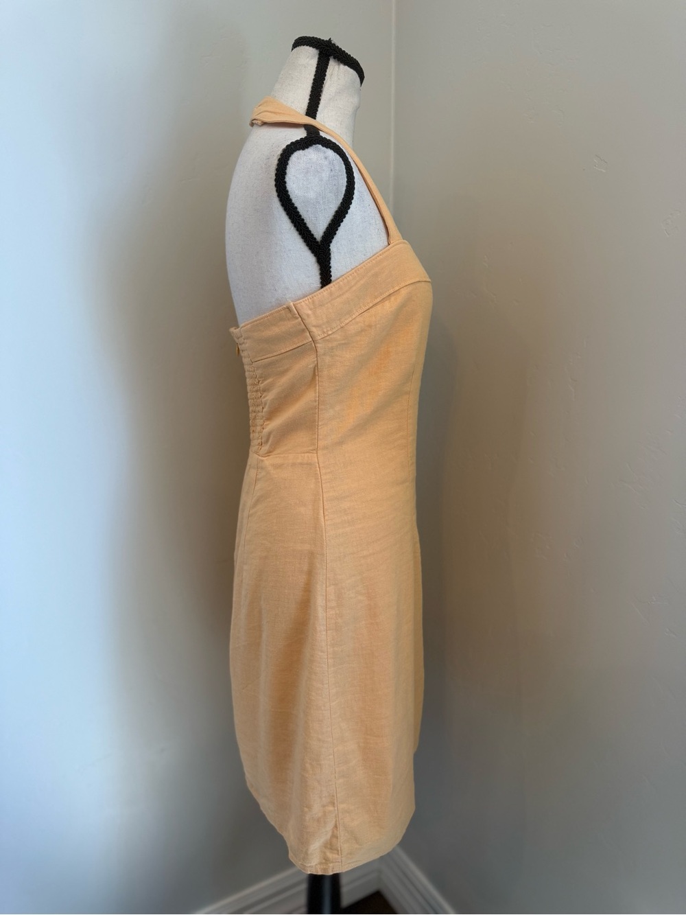 Abercrombie & Fitch Linen Blend Halter Mini Dress Peach Size Medium Tall - Picture 12 of 12